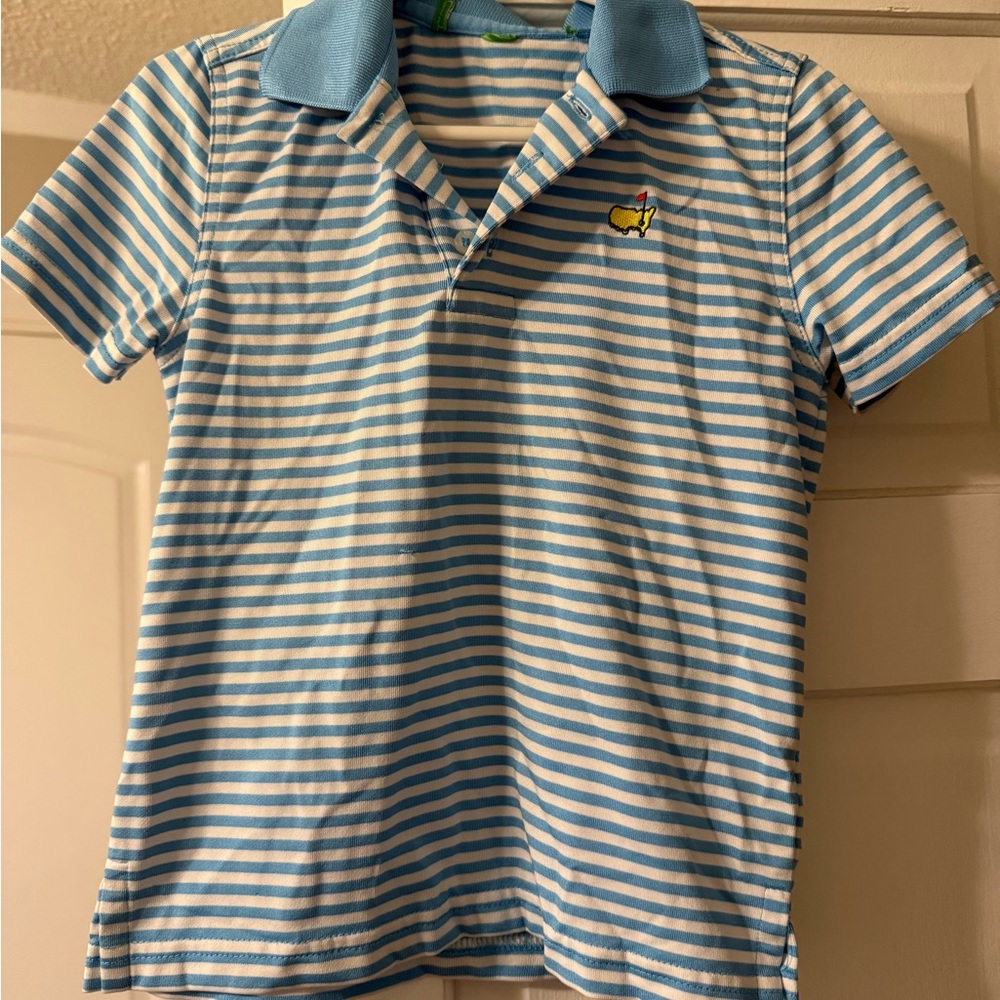 Masters Light Blue and White Striped Kids Polo